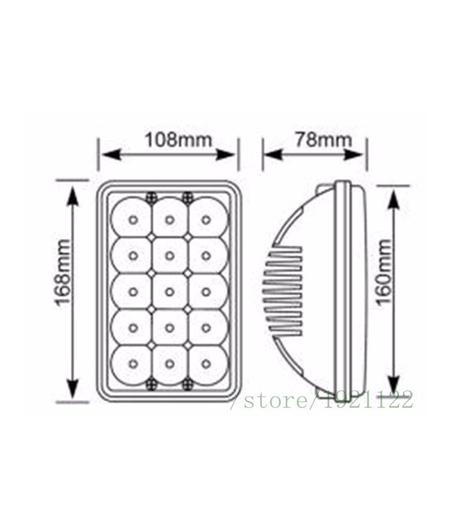 Trade Shop - Faro Supplementare H4 Auto Fuoristrada 15 Led Abbagliante Anabbagliante Ip67 - - 3