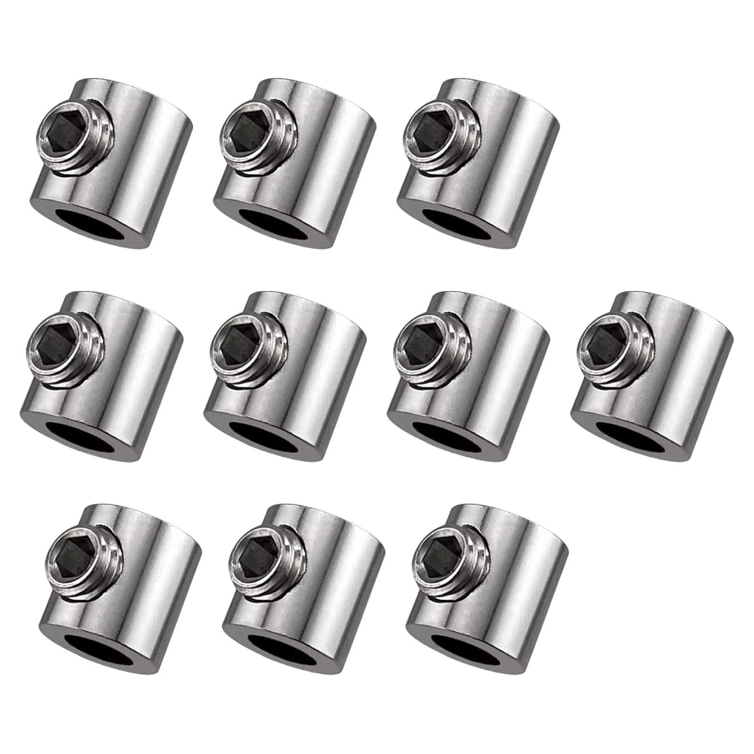 Lot de 10 Serre-Câbles à Assemblage,Serre Cable Trou Unique En Acier Inoxydable, Serre-Câbles Polyvalents pour Câbles Métalliques de 1 à 1,5 Mm - 2
