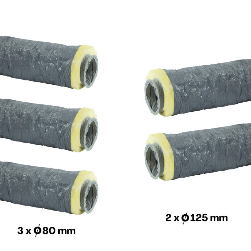 Lot 5 gaines isolées PVC 6 mètres (3xØ80+2xØ125) pour VMC autoréglable — free download