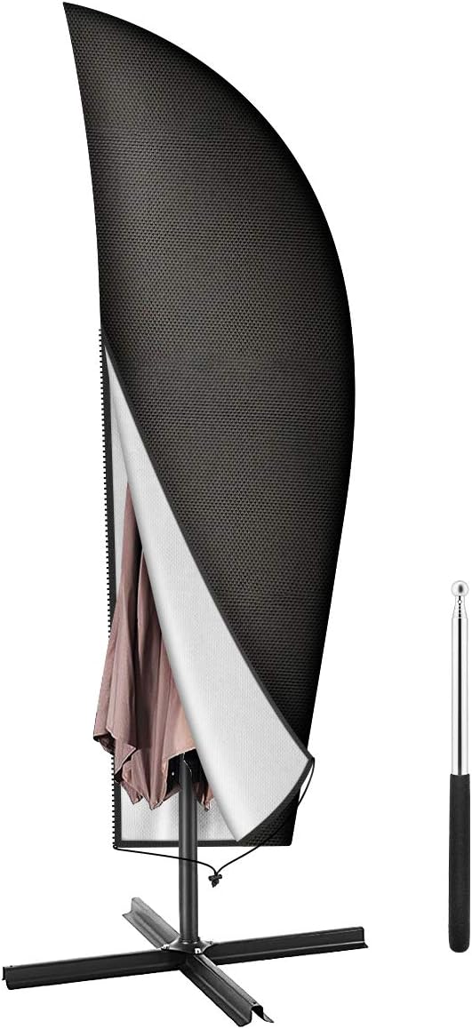 Pokrowiec na parasol, 265 cm, wodoodporny, wykonany z czarnej tkaniny Oxford.