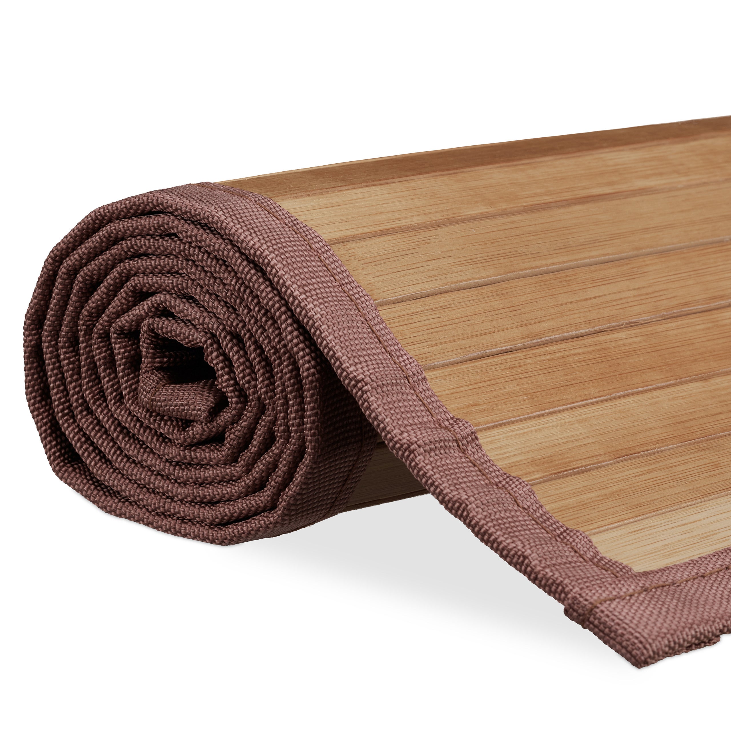 Tapis en Bambou Résistant Humidité Anti-glisse Bord textile Sortie de Bain Douche SDB, 61x182 cm, nature, Relaxdays - 7