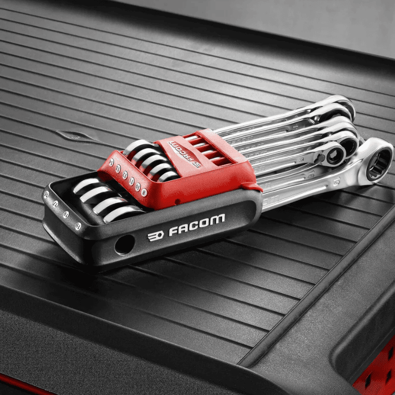 Jeu 10 clés mixtes à cliquet métriques sur étui portatif de 8 à 19 mm - FACOM 467B.JP10PB - 4