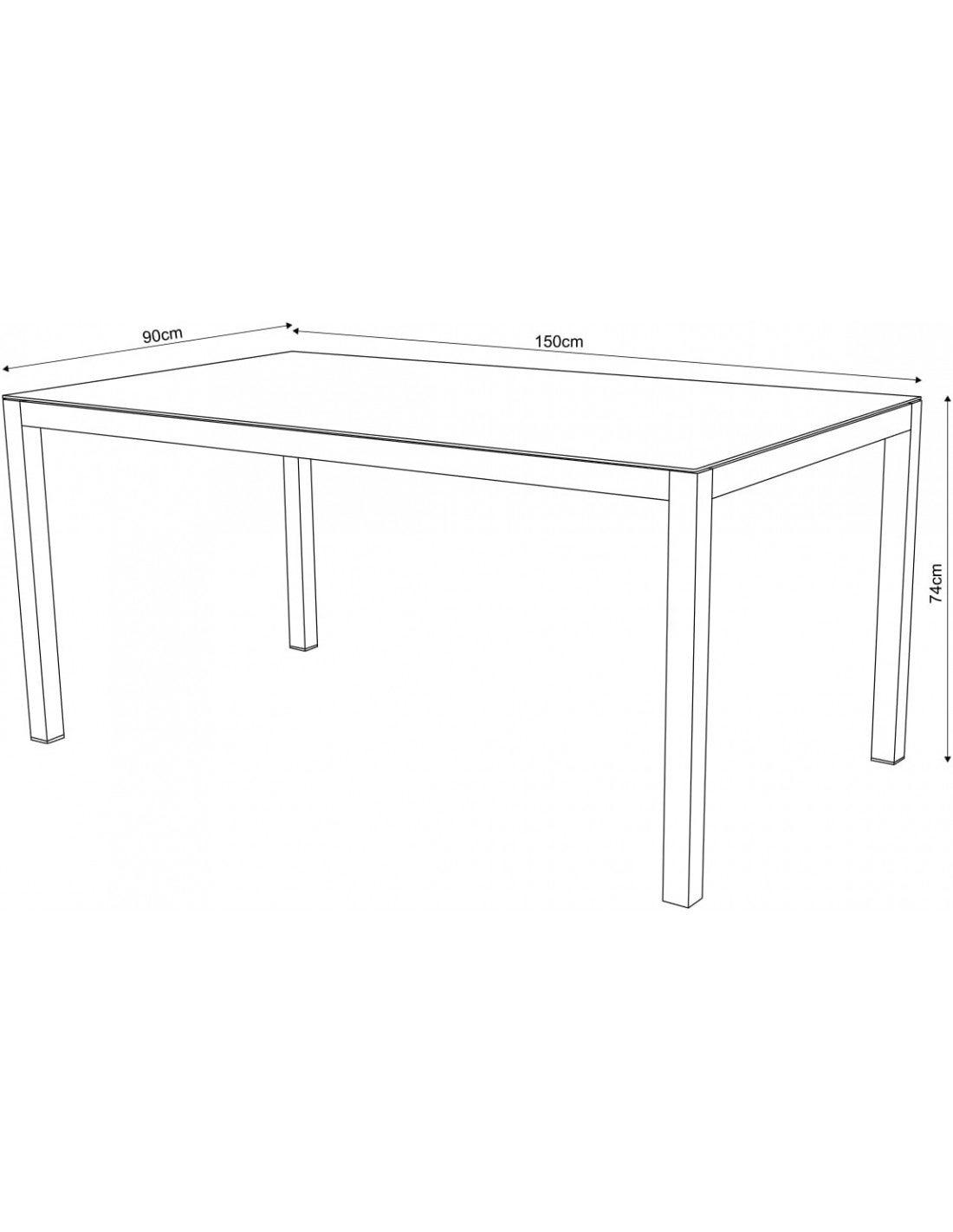 Conjunto de Mesa y Sillas de Jardín Gris para 6 Personas — Aluminio y Cristal Templado de 150 x 90 cm para Exterior - 3