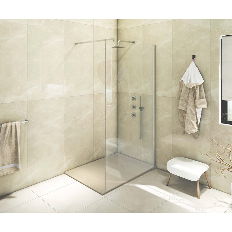 Piatto Doccia In Smc Vetroresina Effetto Pietra H 2,6 Cm Con Piletta Di Scarico Inclusa 80-160 Tortora - 3