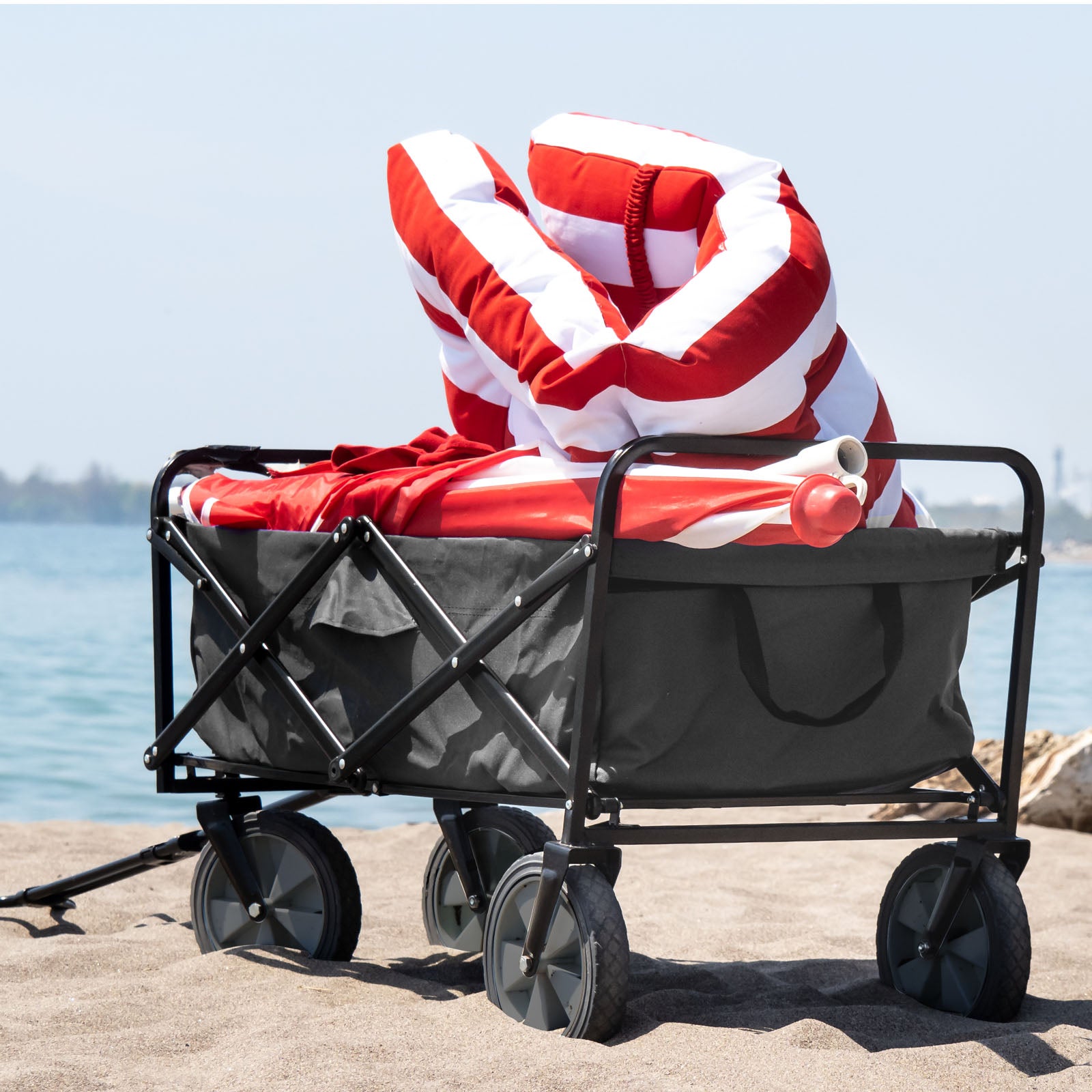 Chariot Enfant Pliable – capacité 100 kg – 1000 x 505 x 1120 mm – de couleur Grise – pour Transport Marchandise Outils Tout-terrain Plage… Toboli - 2