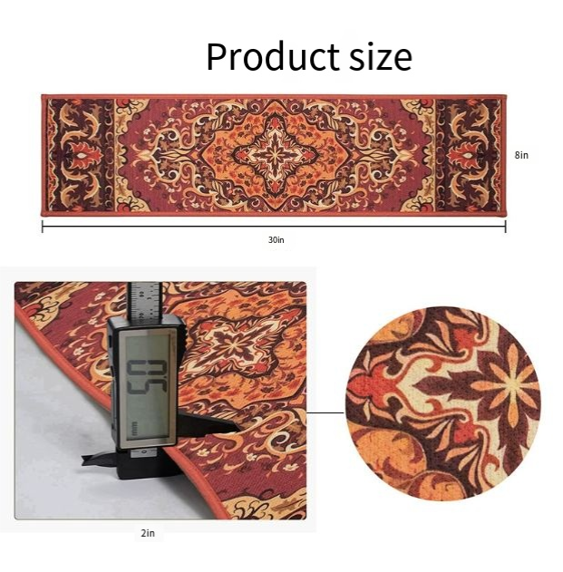 Tapis d'escalier à motifs 3 pièces, marches d'escalier domestiques, résistant à la saleté, silencieux, antidérapant, 76 x 20 cm - 5