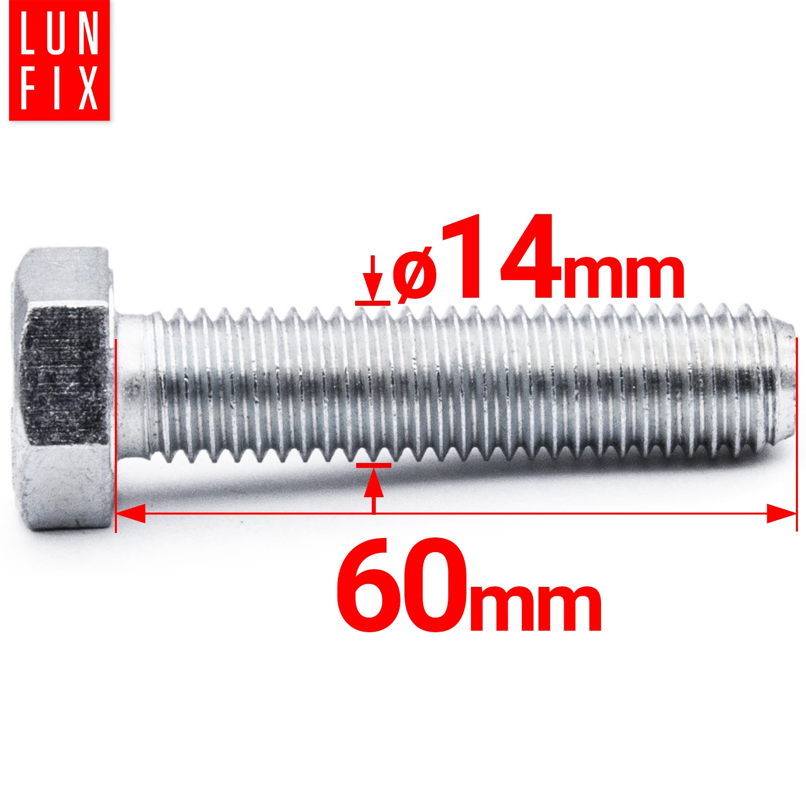 Śruba sześciokątna M14 60 mm DIN 933 kl. 8.8 1kg