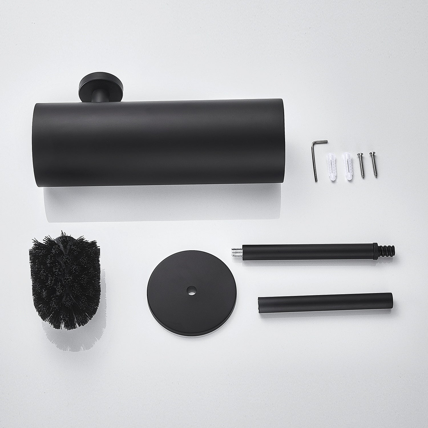 AuraLum Max Porte-balai WC NOIR Vertical Acier inoxydable 304 Traitement de surface brossé Manche extra long, Brosse de Toilette,EU Modèle - 6
