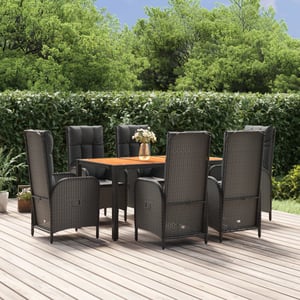 Set Bar Da Giardino VidaXL 7 Pezzi In Polyrattan Nero - Con Tavolo, 6 Sgabelli E Cuscini - Foto 8