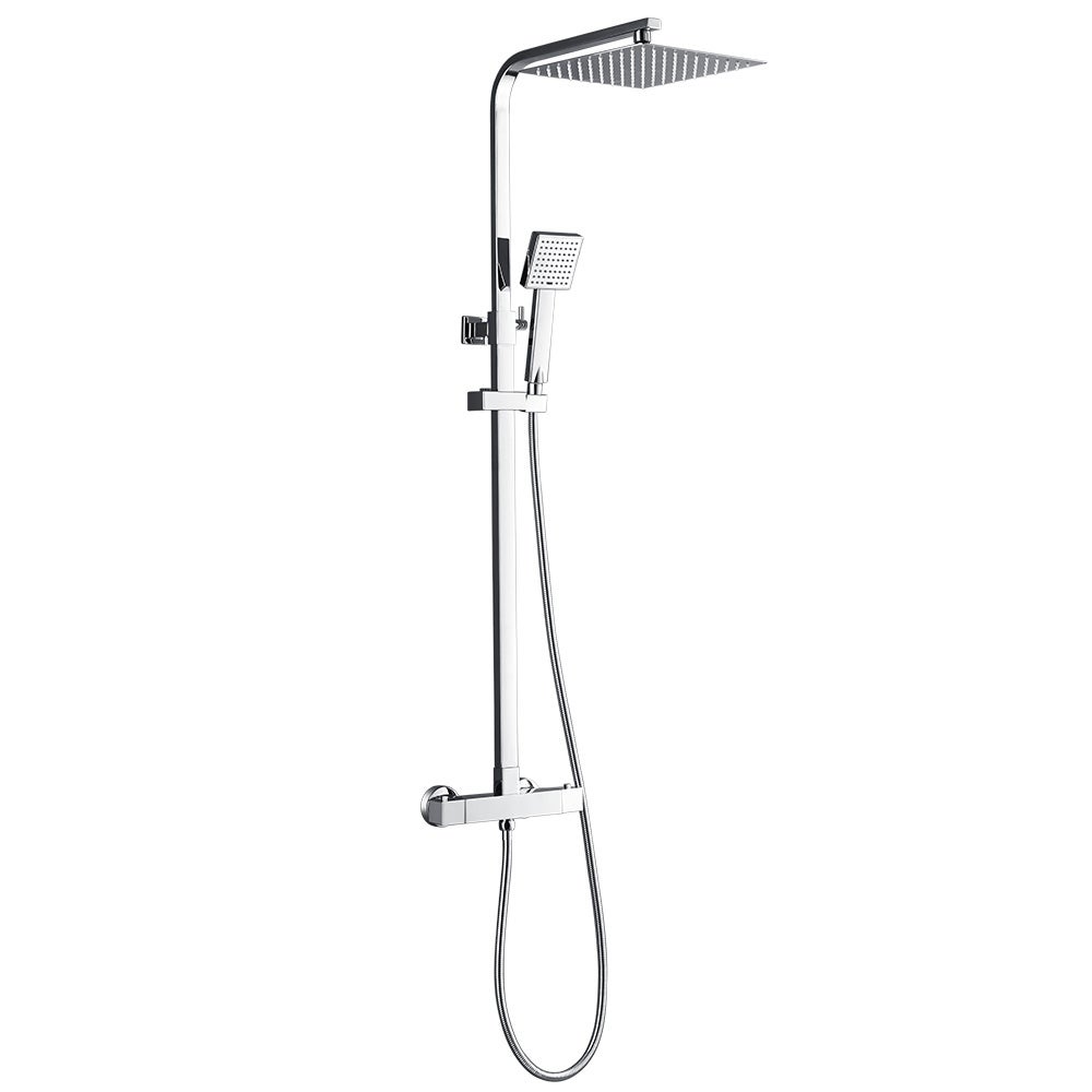 Auralum max Elegant Columna de ducha termostática Conjunto de ducha de lluvia con sistema de ducha de grifo ajustable en altura, Modelo EU - 9