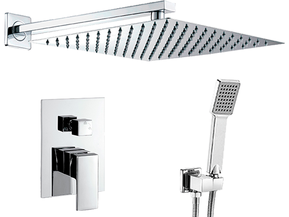 Valaz Douche carrée à encastrer murale chromée - Série Eresma - 40 cm