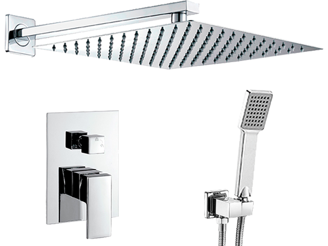 Valaz Douche carrée à encastrer murale chromée - Série Eresma - 40 cm