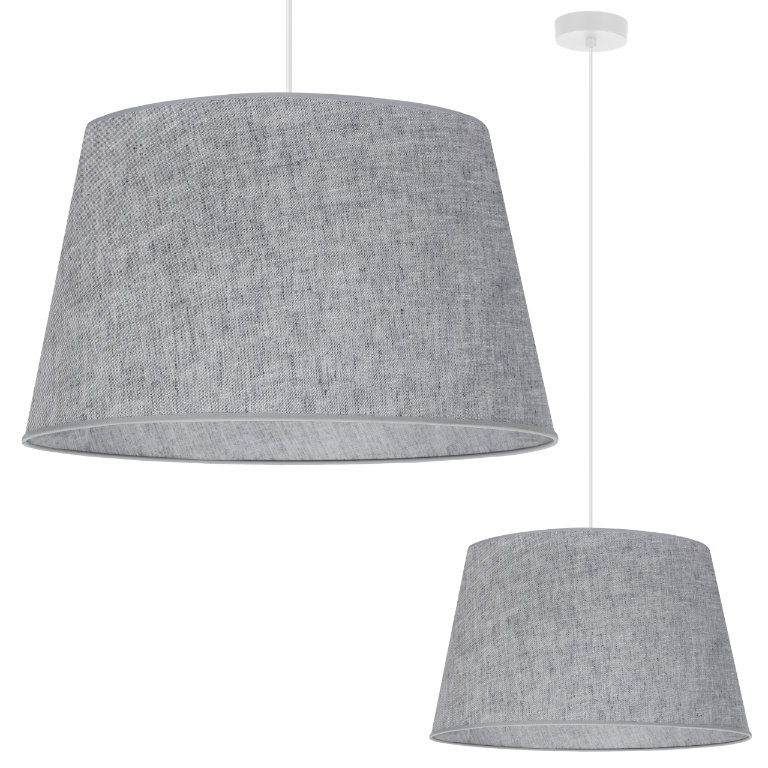 Lampa sufitowa wisząca Len L04 biała boho 1xE27 abażur stożek 44cm szara Light Home LH