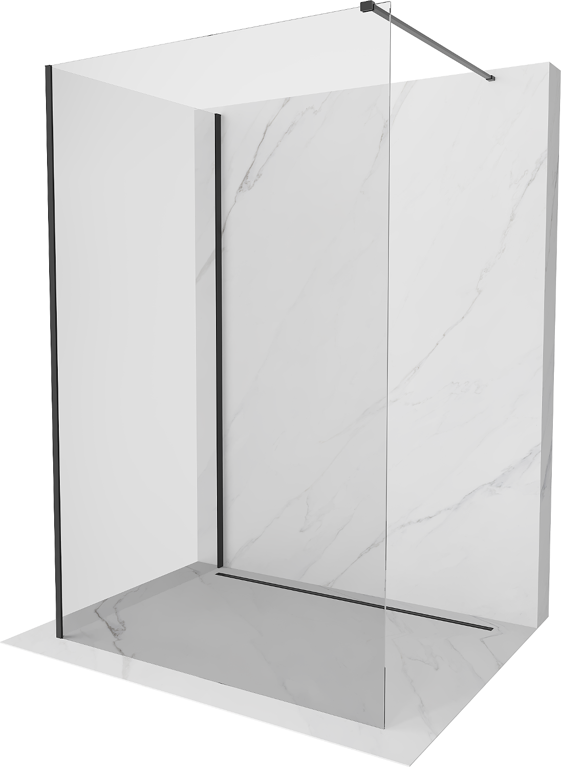 Mexen Kioto ścianka prysznicowa Walk-in 140 x 75 cm, transparent, czarna - 800-140-212-70-00-075