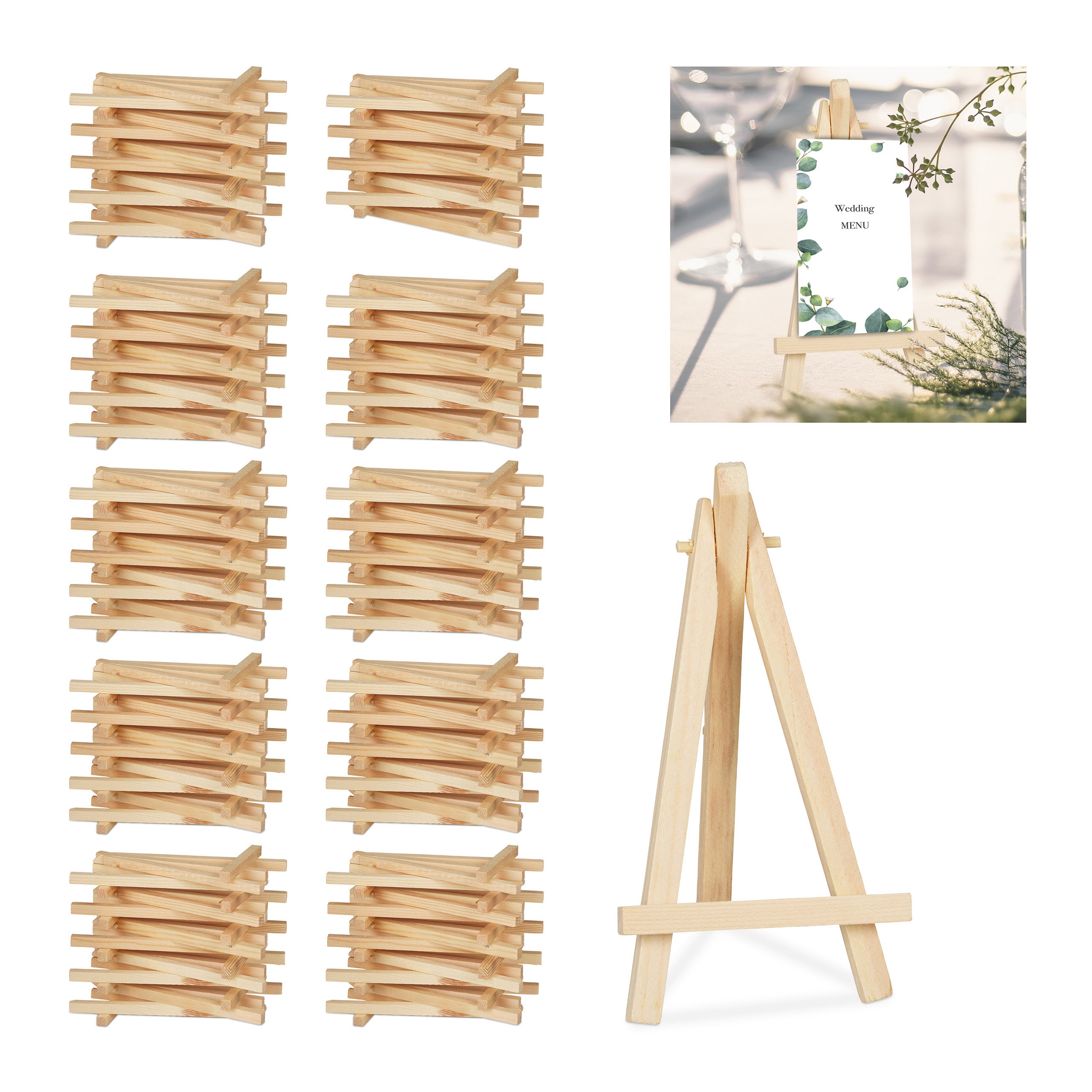 Lot De 6 Mini Chevalets En Bois Avec Toiles - Parfait Pour Artistes Débutants Et Enfants | Set Complet Avec Pinceaux Et Peintures