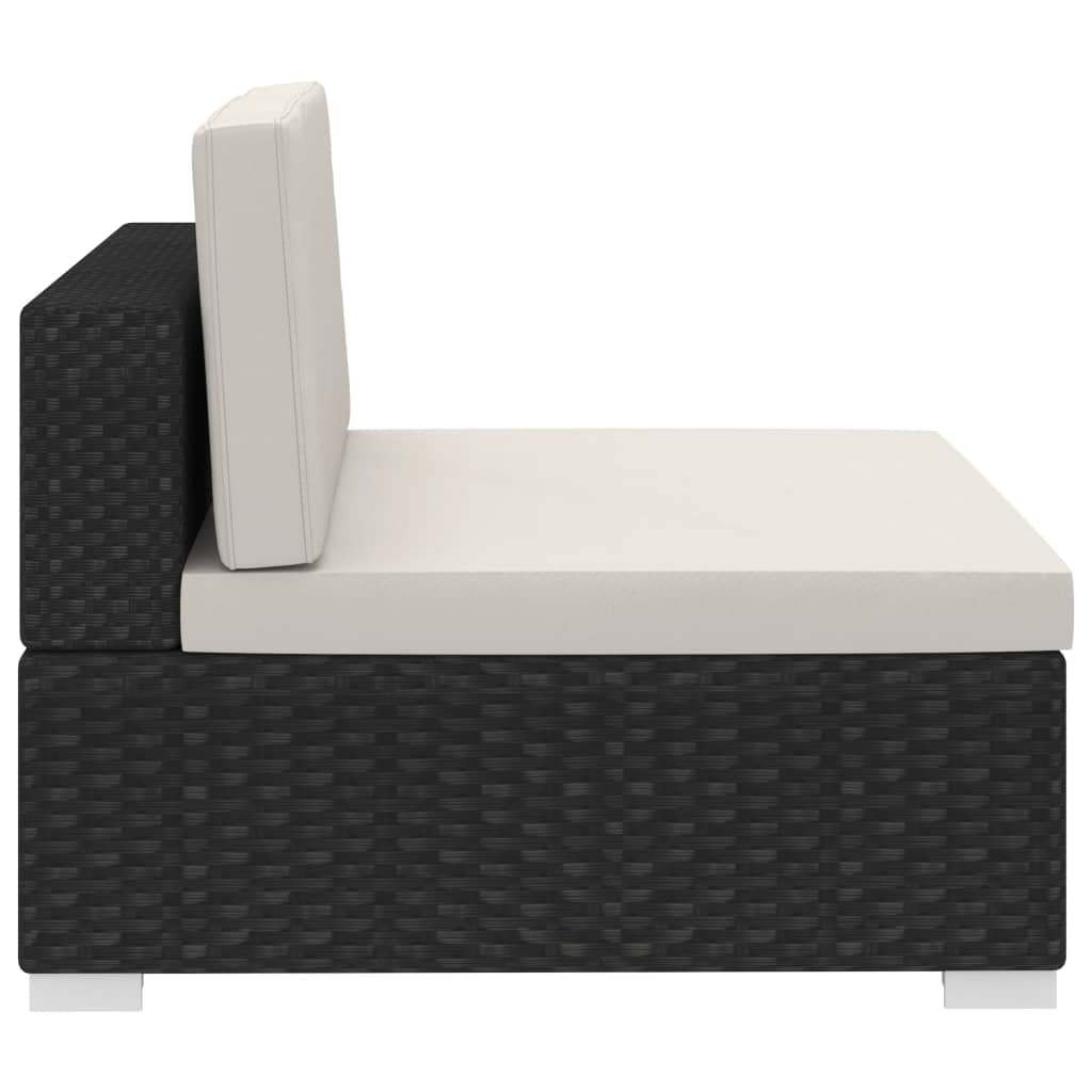 Maison Exclusive - Set Divani da Giardino 3 pz con Cuscini in Polyrattan Nero - 8