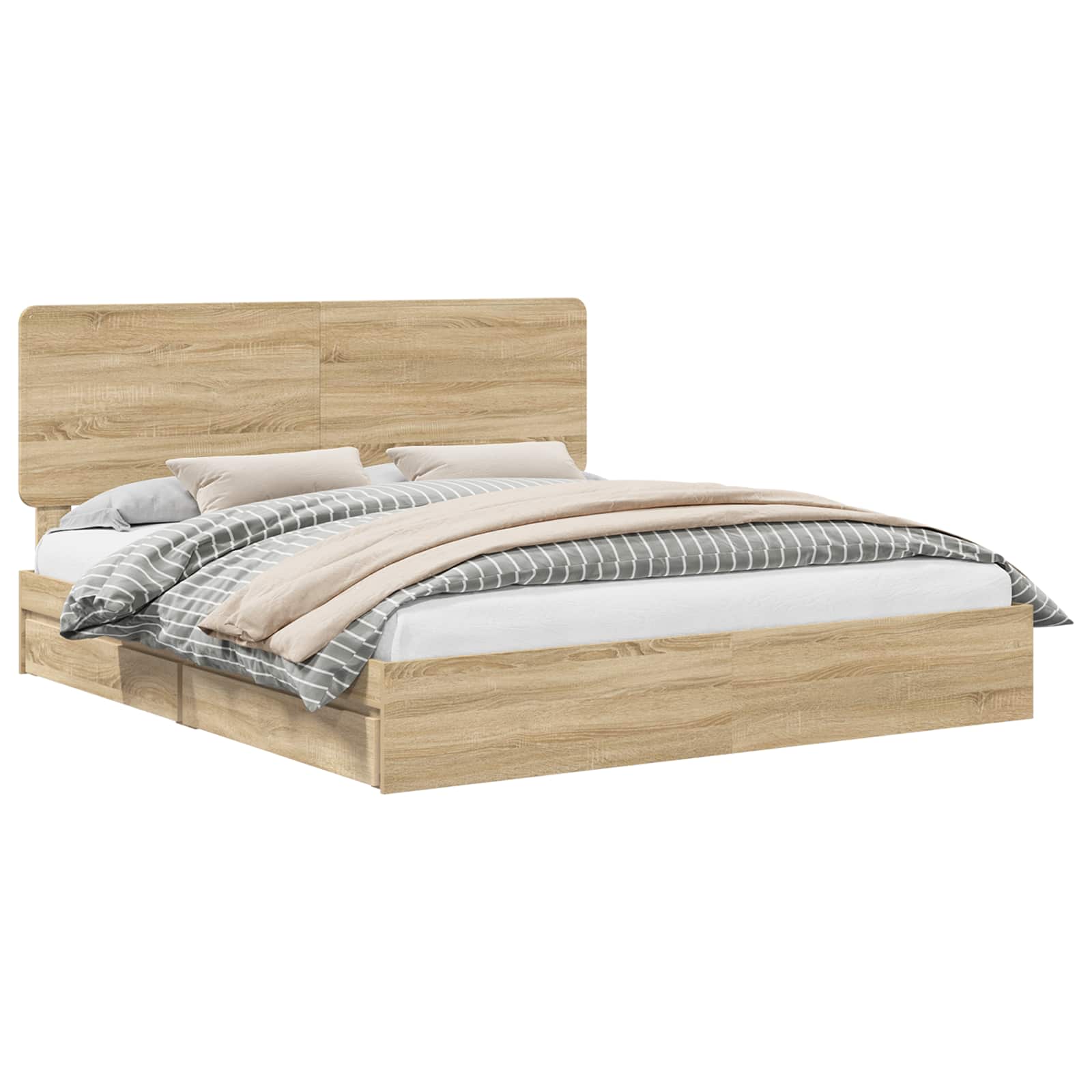 Lit de rangement chêne 180 x 200 cm panneau de bois - 2