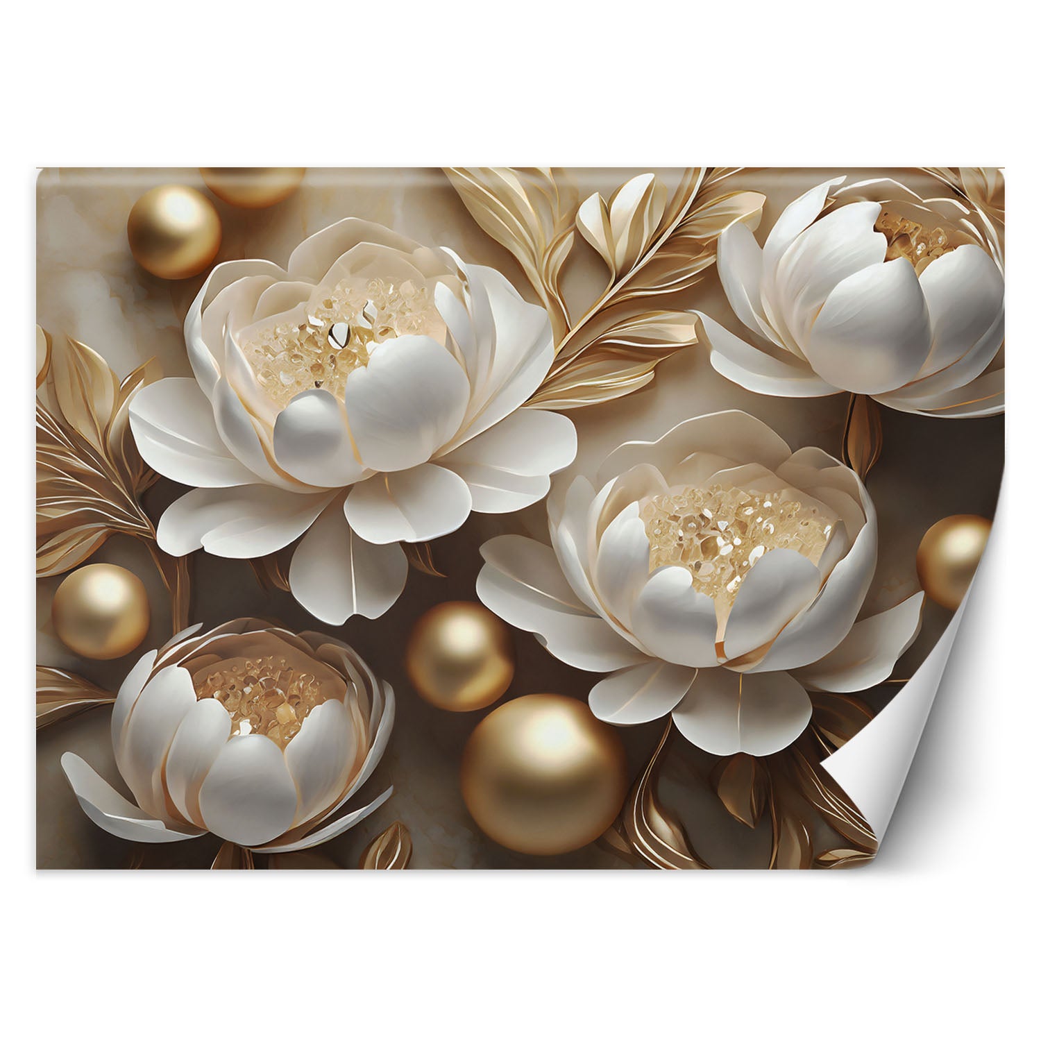 Fototapeta, Złote kwiaty glamour 3D 350x245