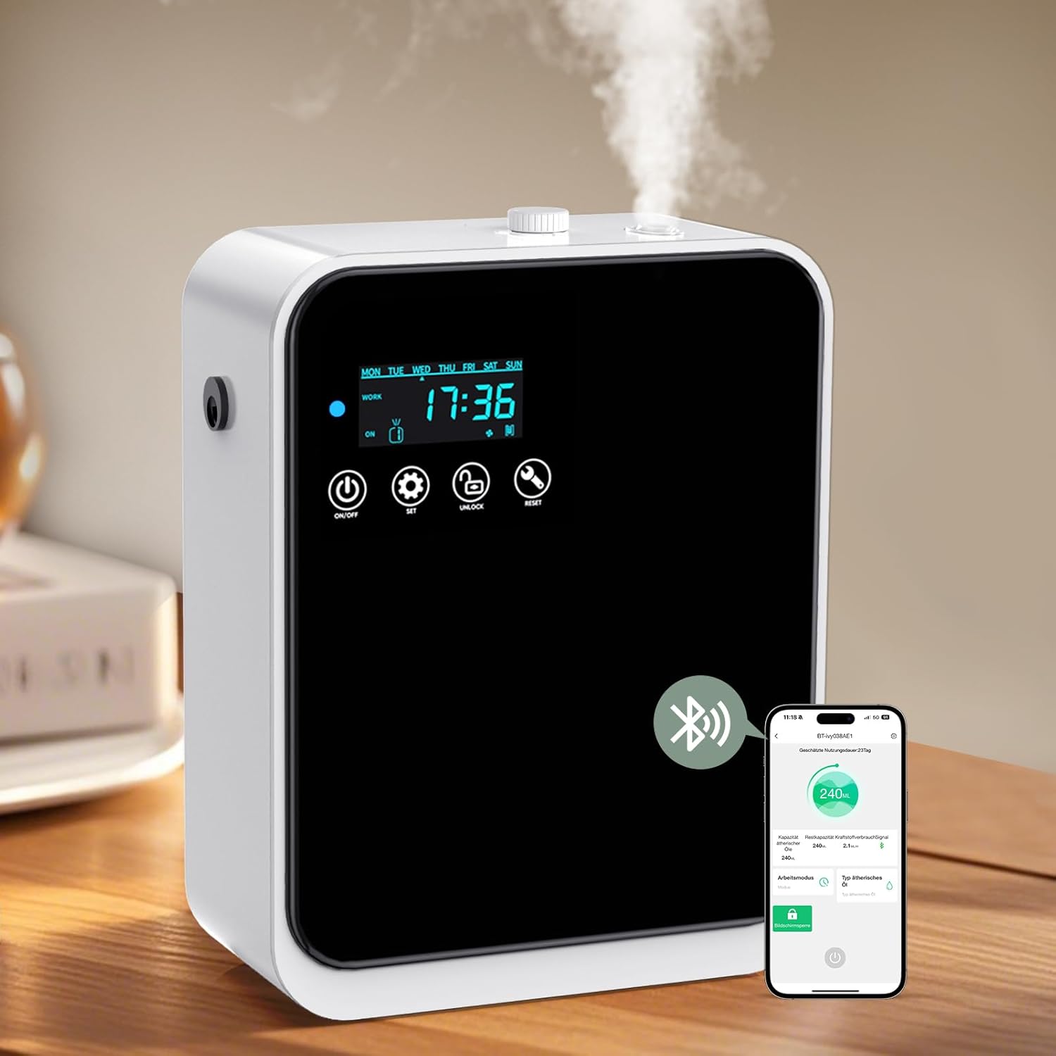 Diffuseur Huiles Essentielles Sans Eau, écran Tactile, Portable - 360h Autonomie, USB