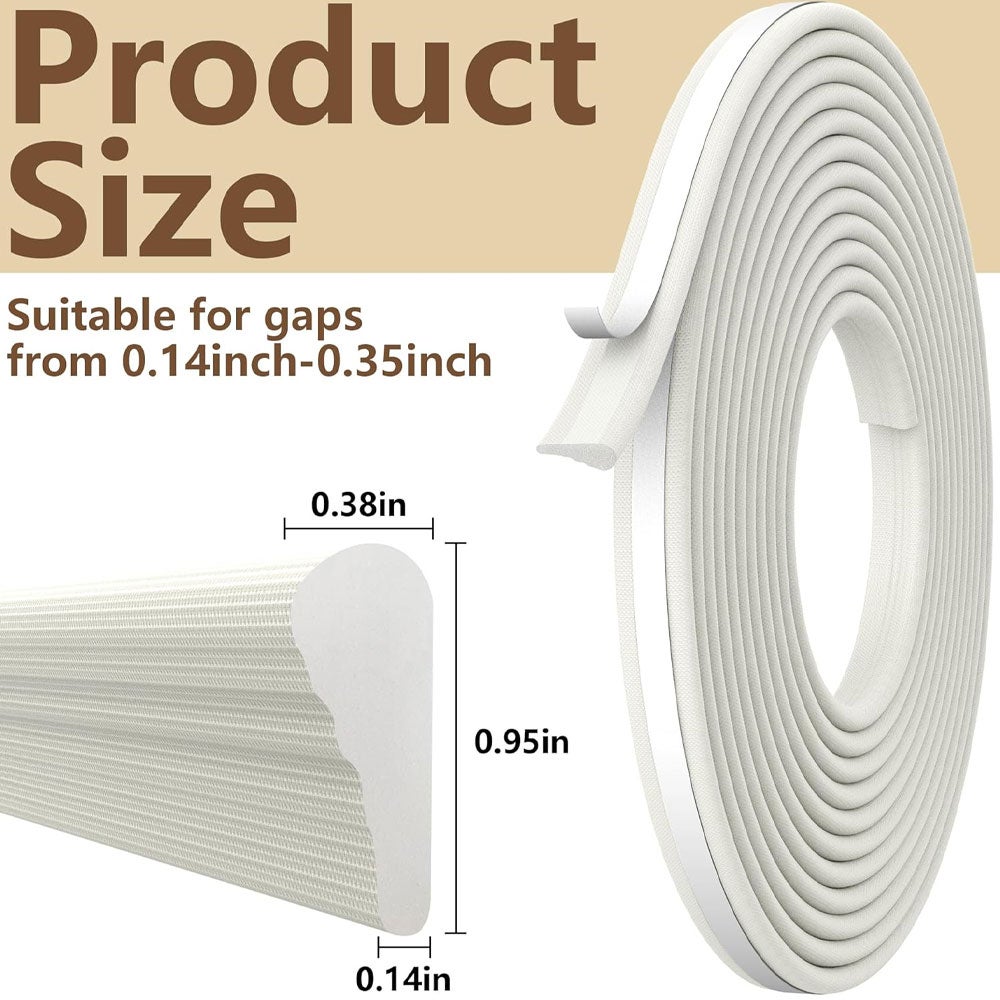 Bande d'isolation phonique en mousse polyuréthane autocollante en forme de coin de 5 m pour fenêtres, portes, cadres et tiroirs (blanc) - 2