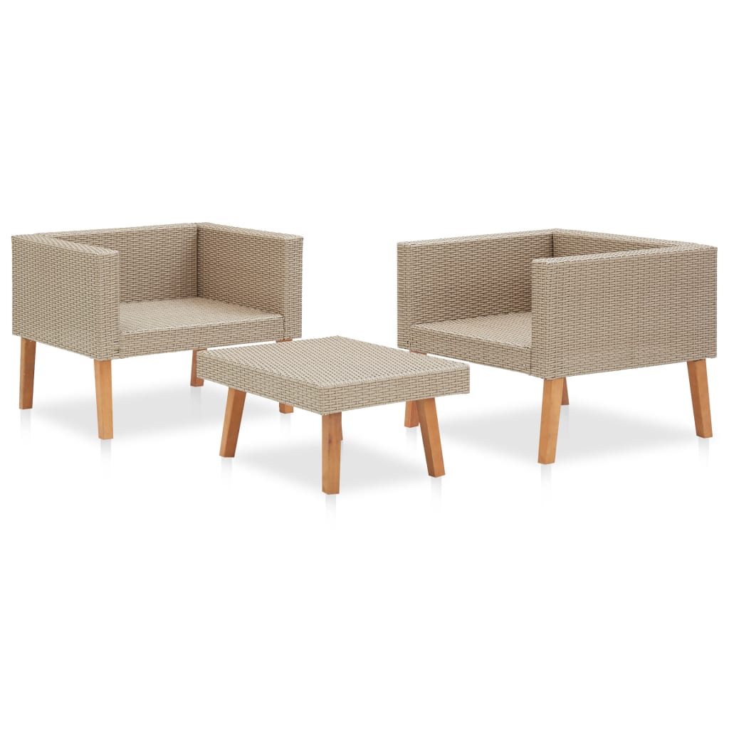 Maison Exclusive - Set Divani da Giardino 3 pz con Cuscini in Polyrattan Beige - 4