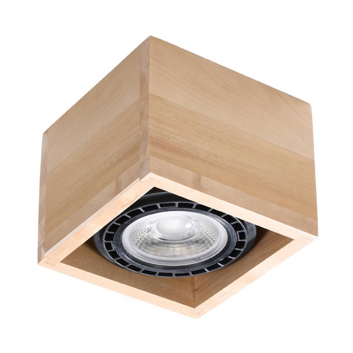 Plafonnier Malin, cache en bois rond, à 3 lampes