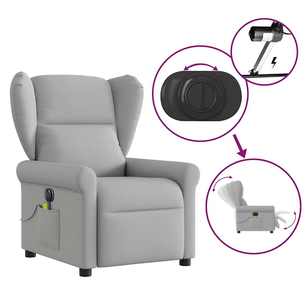 Fauteuil de massage | Fauteuil de relaxation | Chaise de relaxation inclinable électrique gris nuage tissu CFW513005 - 8
