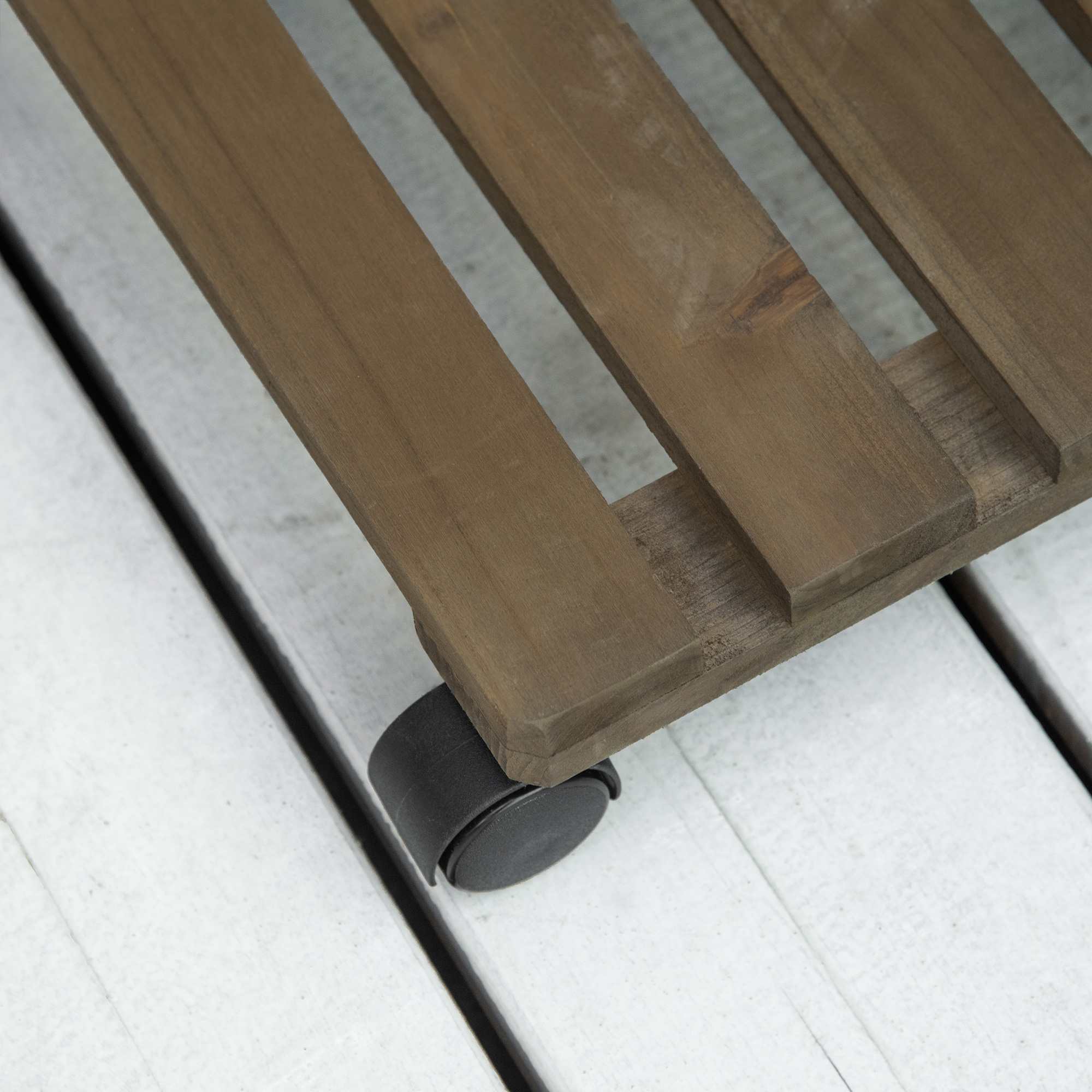 Set 2 Carrelli Piante Legno Marrone 30x30cm Esterno Interno con Ruote Girevoli freno 50kg Portavasi Supporto Mobile - 8