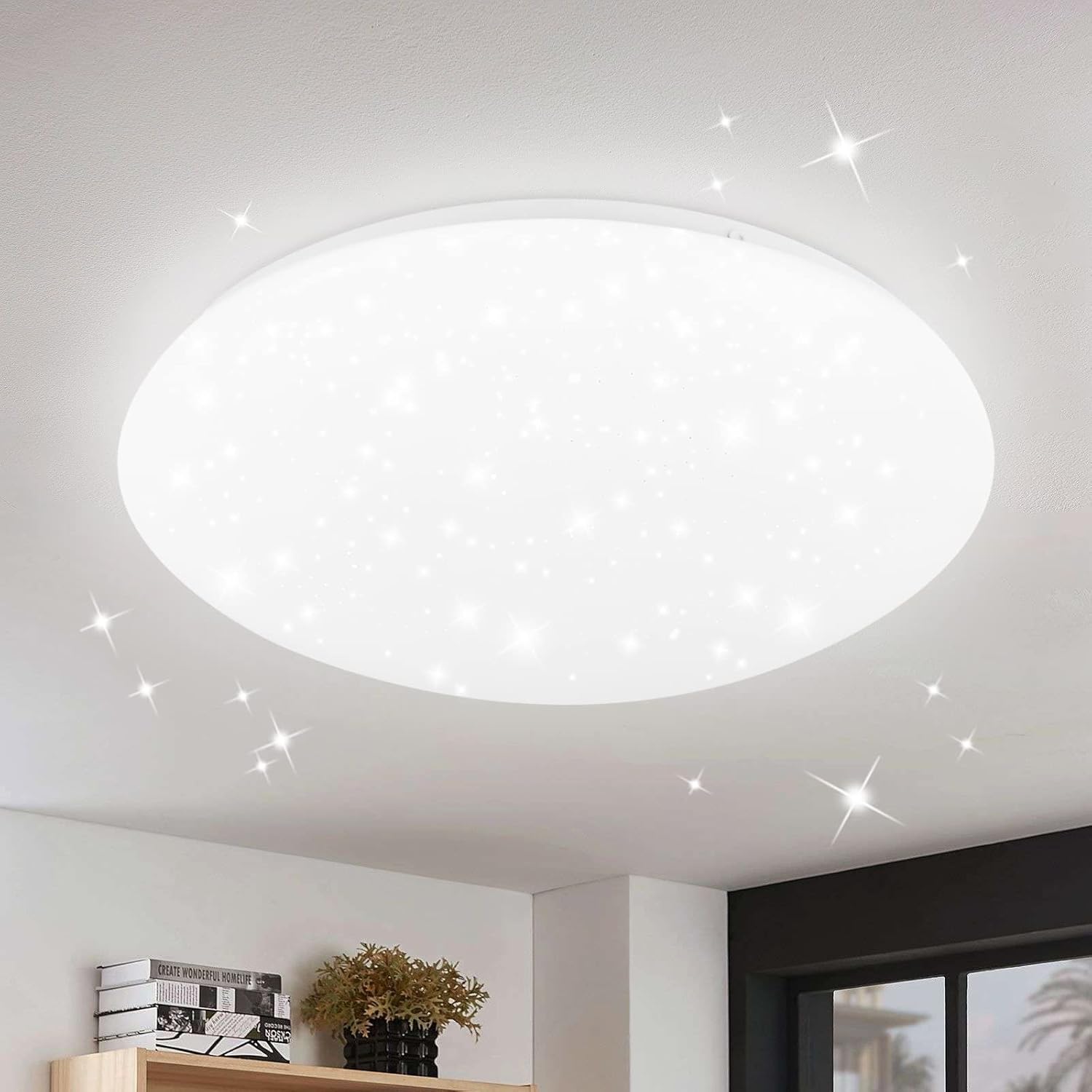 Lampa pokojowa LED Nettlife 30cm 6000K gwiaździste niebo 18W IP44, światło łazienkowe, salon, sypialnia dziecięca, kuchnia