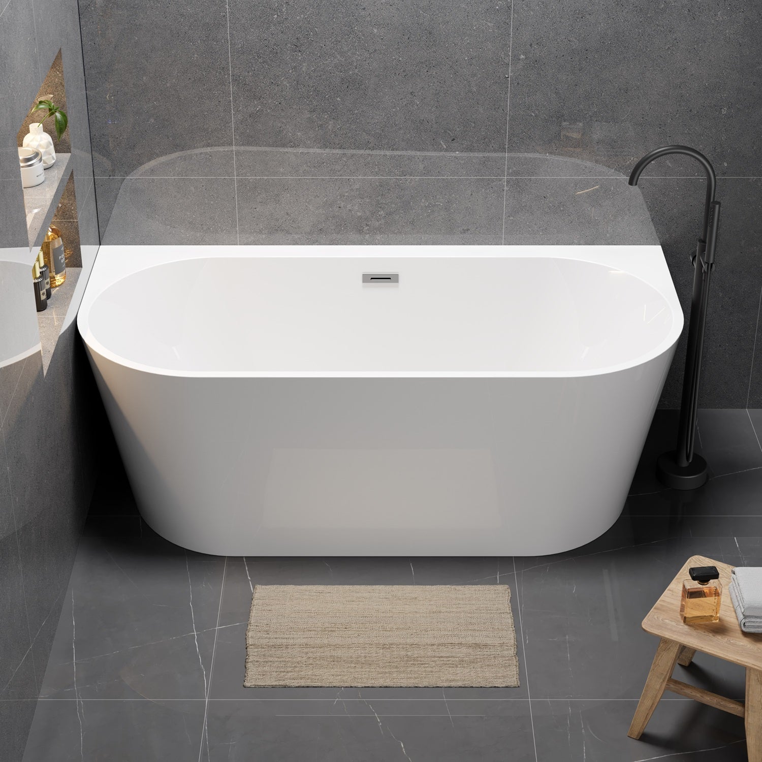 WANNA WOLNOSTOJĄCA 170 x 80 CORSICA AKCESORIA SREBRNE (KOREK I PRZELEW)