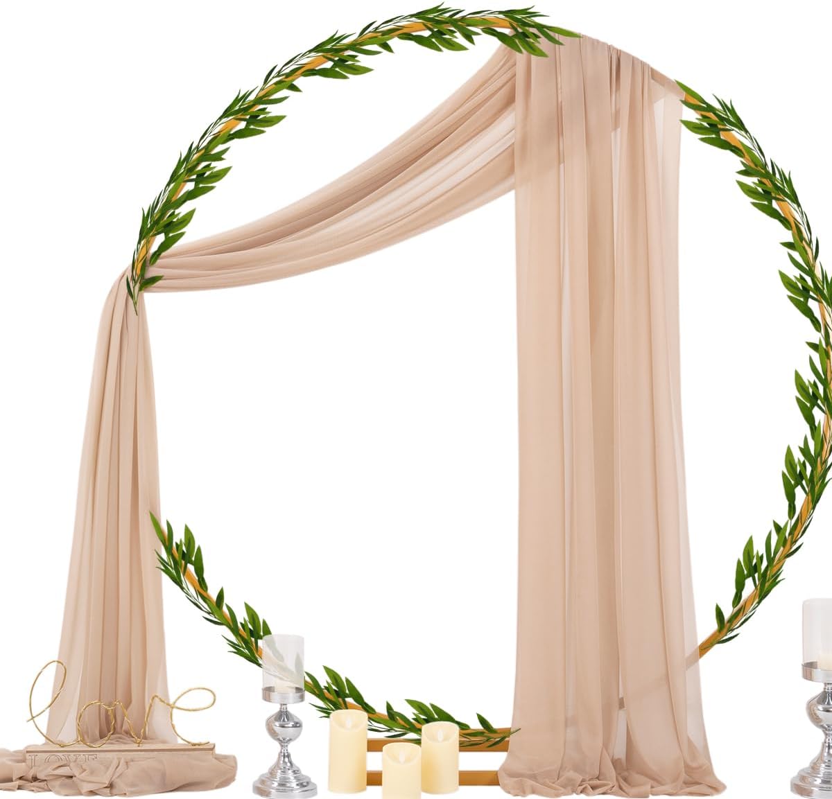 Dloapesy Tessuto drappeggiato ad arco per feste di nozze, ricevimento, 3 pannelli, 76,2 cm x 5,5 m, in chiffon, per cerimonie nuziali, ricevimenti, decorazioni (3, rosa polverosa+malva+fardita