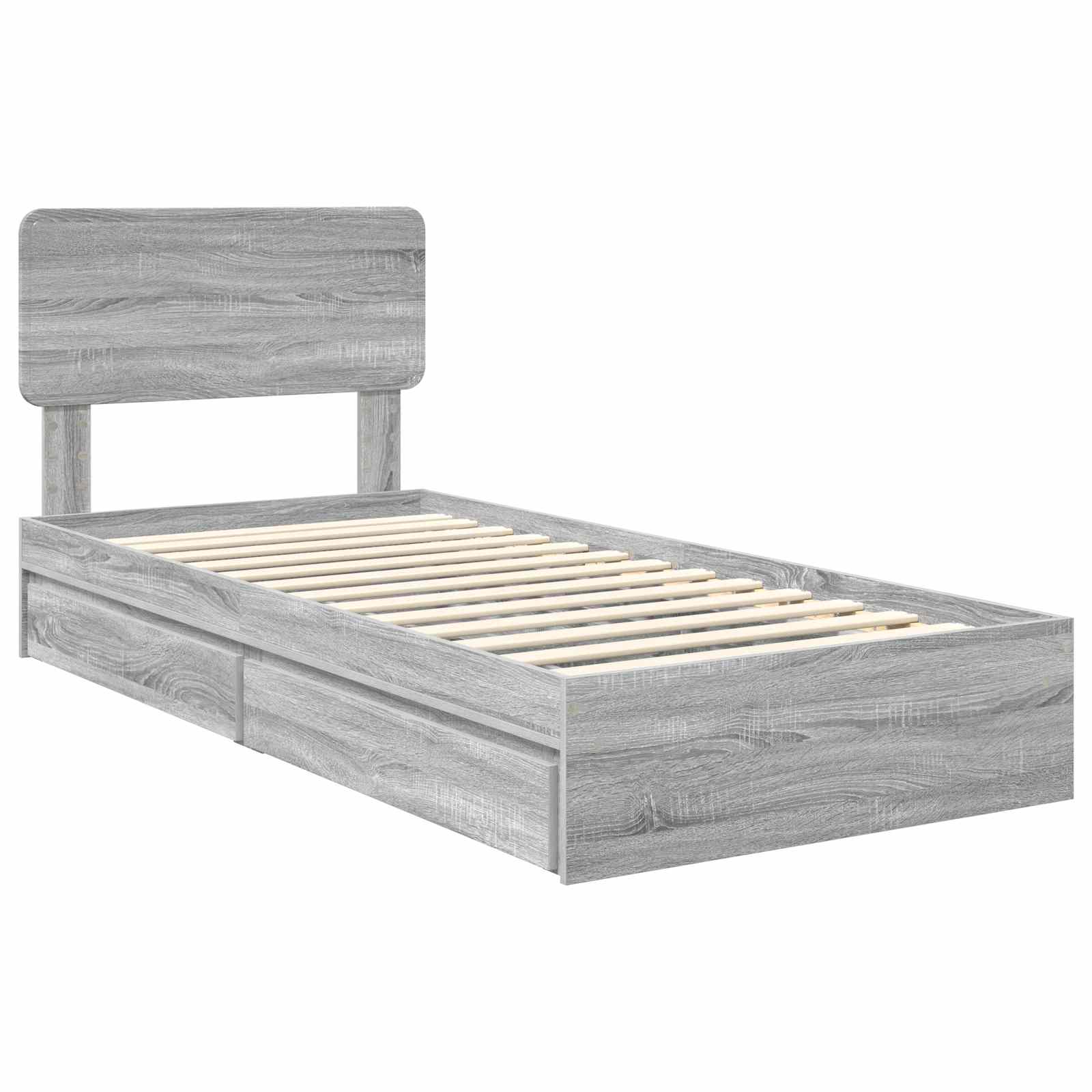 Lit de rangement Gris 90 x 200 cm Panneau de bois - 4