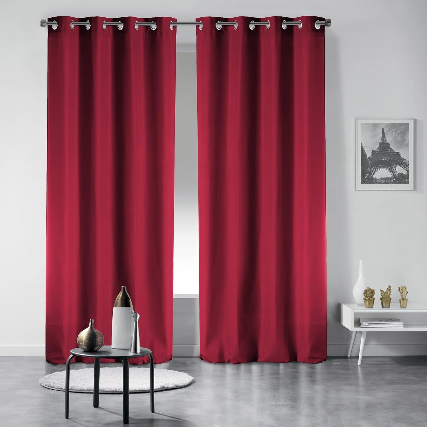 Lot de 2 Rideaux occultants 135x240 cm - Rouge | Leroy Merlin