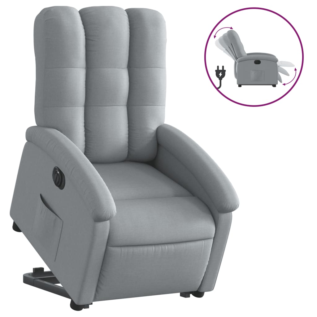 Sillón eléctrico | sillón de relax | silla de relax reclinable elevable de tela gris claro cfw977074