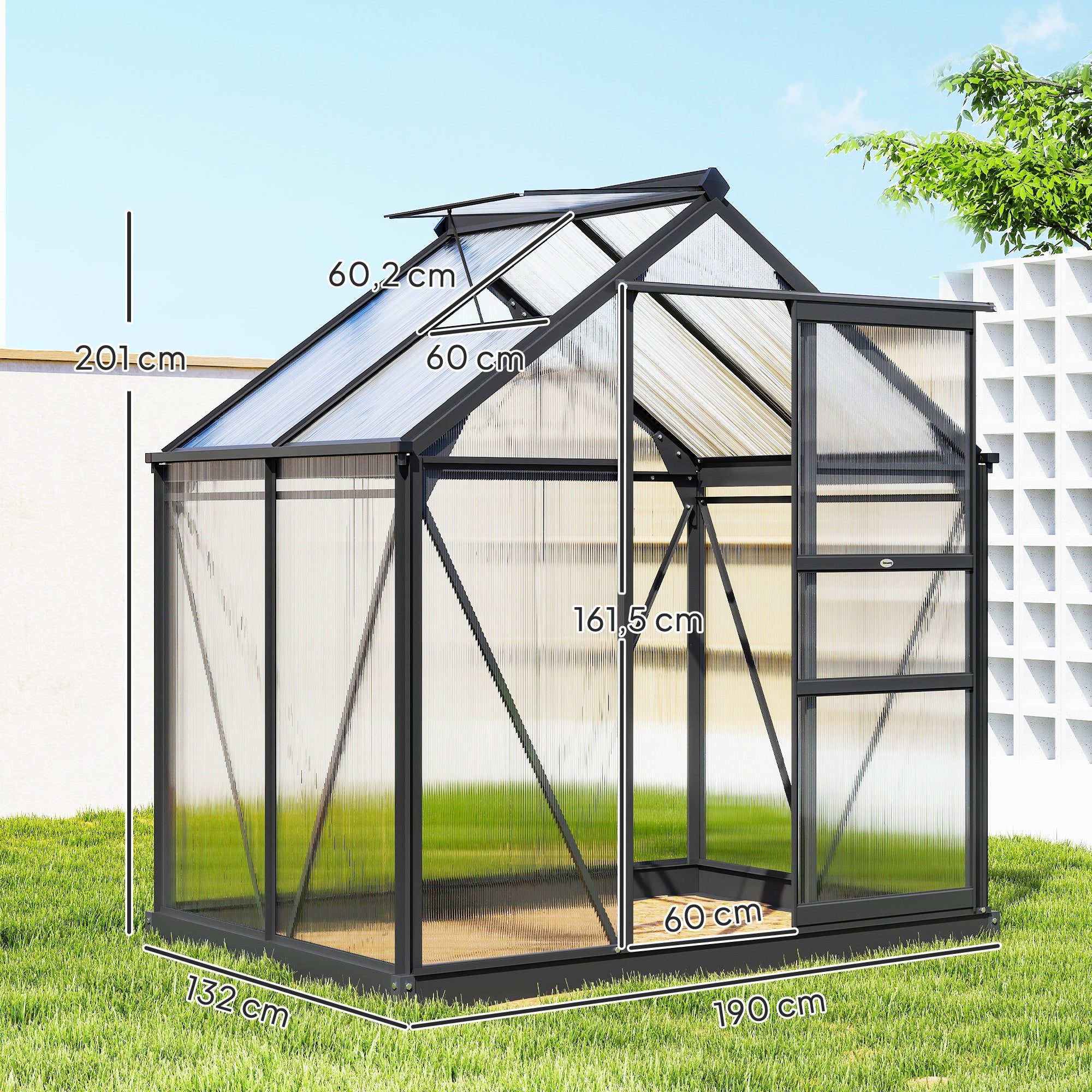 Serre de jardin polycarbonate Polycarbonate Outsunny - 3