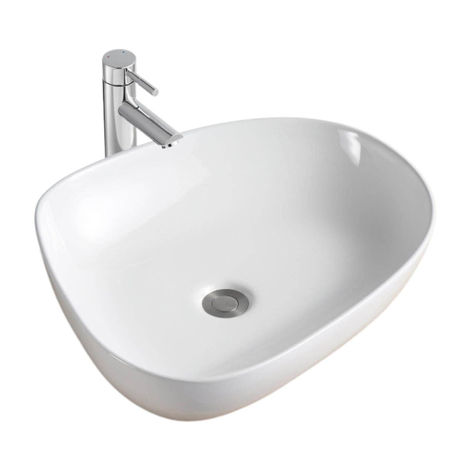 Lavabo da appoggio in ceramica bianca CHARLY ciottolo 56x45cm - 2
