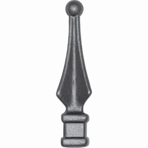 Pointe de lance à base carrée et extrémité en boule - H110mm L25mm base largeur 18mm - Fer forgé - À souder