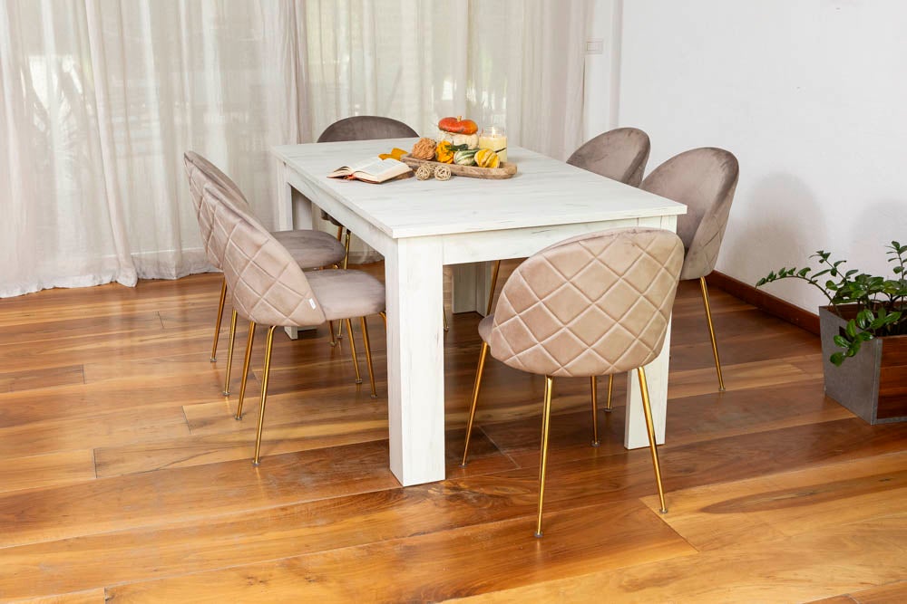 Set di Sedie imbottite Sara in velluto tortora e gambe in