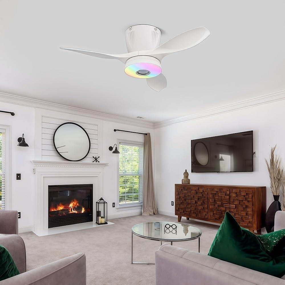 Ventilatore da soffitto da 65 cm con luce, telecomando/controllo APP, oscuramento continuo, 6