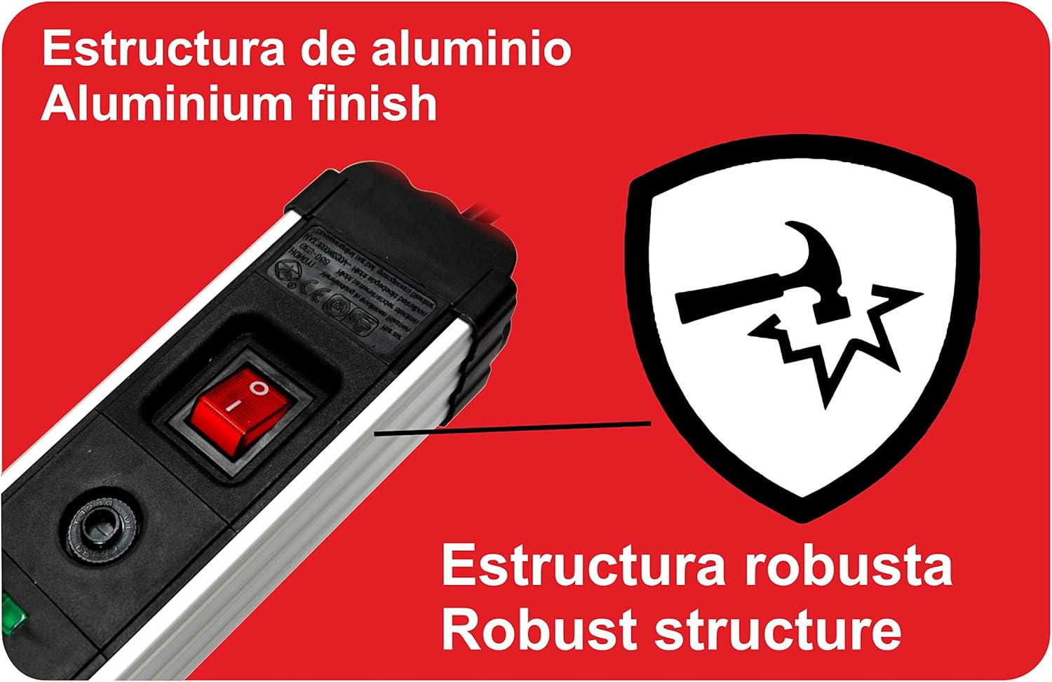 Bloc multiprises avec protection contre les surtensions Silver Electronics 6 prises, câble de 1,5 mètre Noir - 11