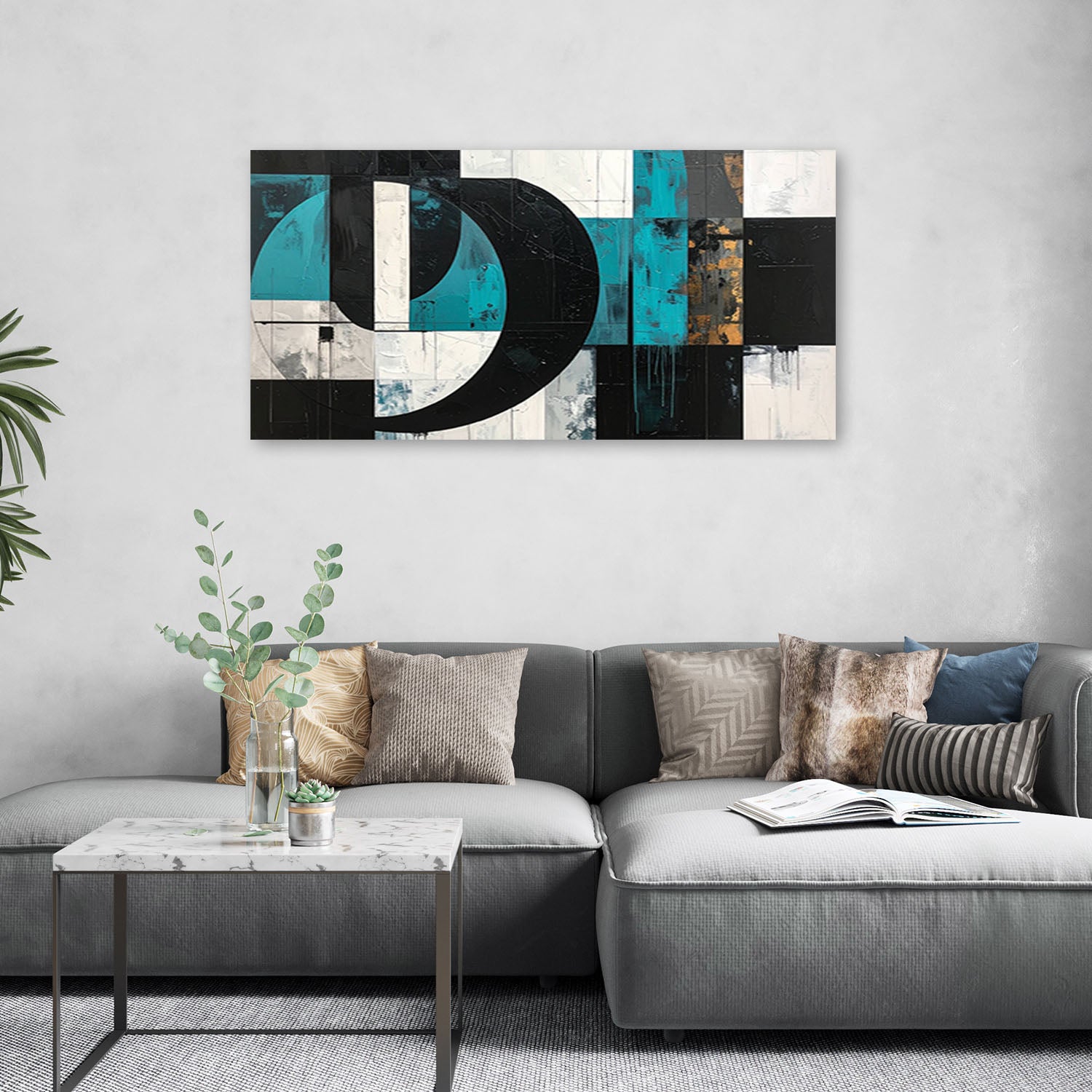 Obraz do salonu sypialni biura, Geometryczne kształty abstrakcja turkusowy 120x60 - 2