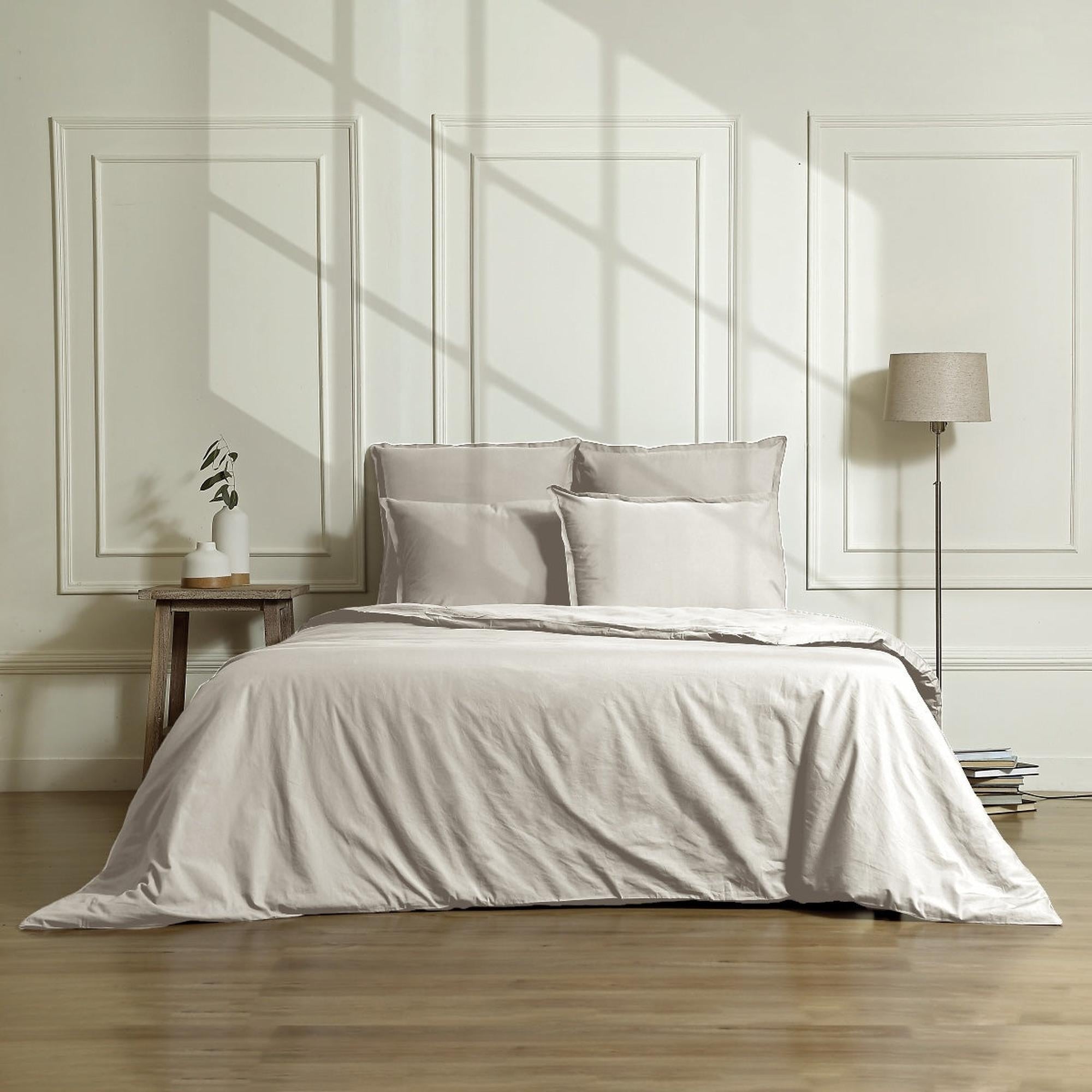 Housse de couette 260x240 satin lavé de coton bio grège - 5