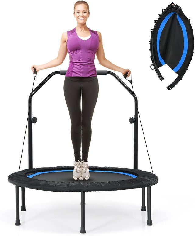 Trampoline Fitness VEVOR Pliable 129cm - Charge 205kg, Poignée Réglable, Rebounder Silencieux | Pour Intérieur/Extérieur