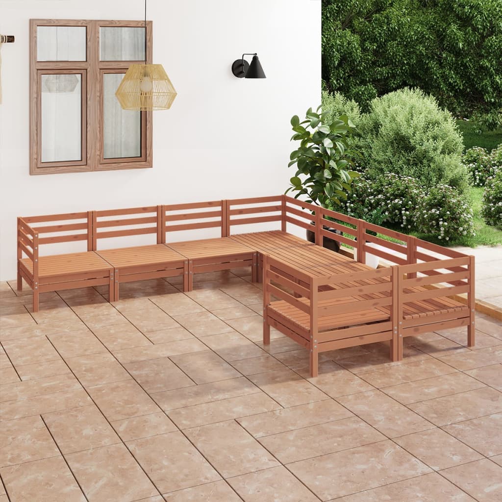 Salon bas de jardin en bois Marron 7 personnes - 9