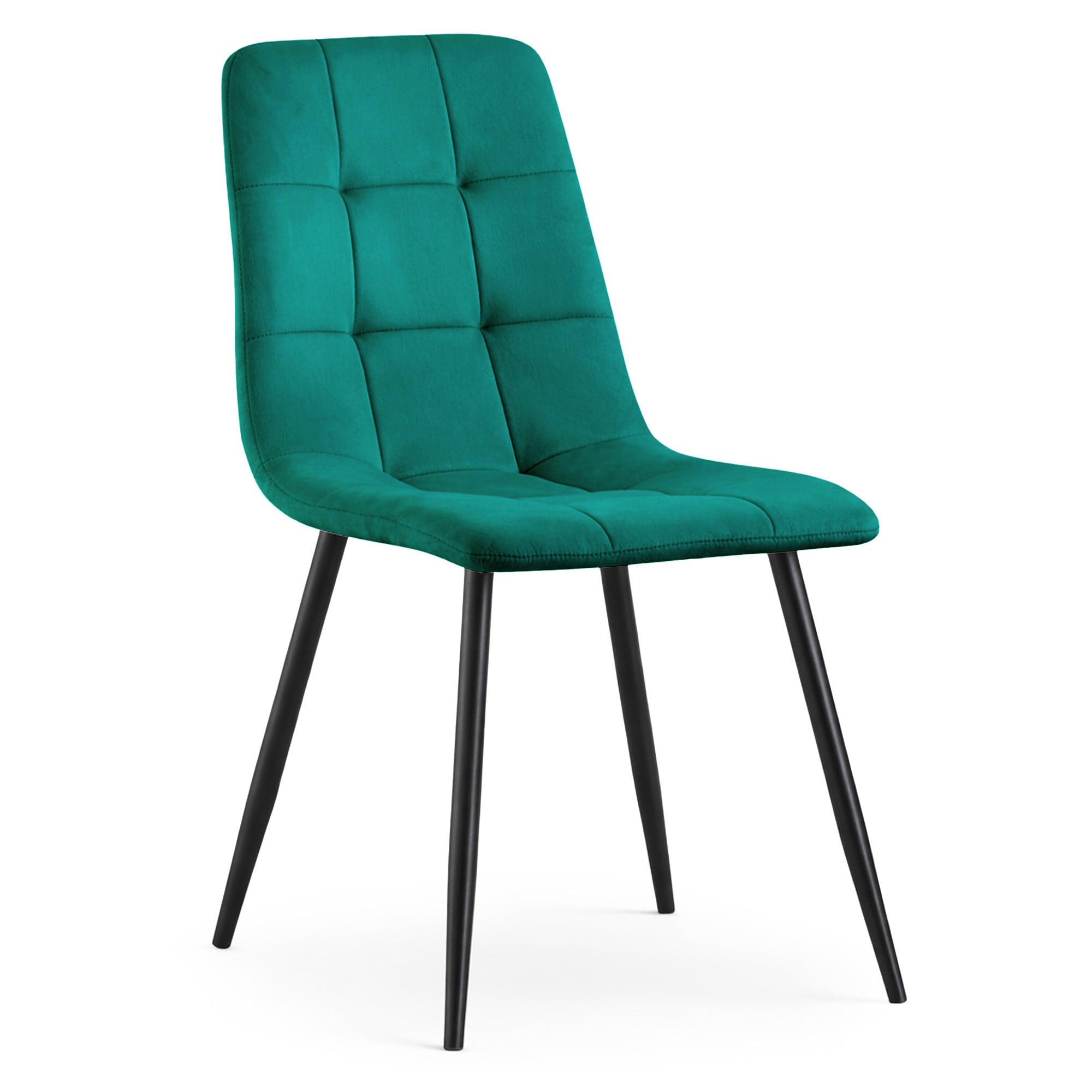 Welurowe krzesło tapicerowane pikowane Butelkowa Zieleń NERO Czarne nogi