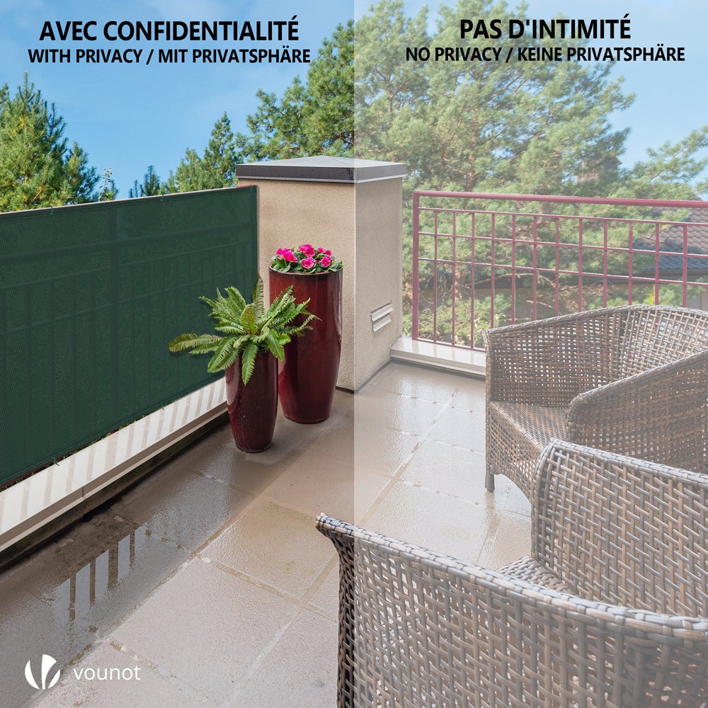 Brise vue occultant en HDPE 150g/m² 1.5x10m avec attaches de fixation vert VOUNOT® - 7