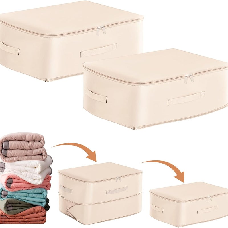 Zestaw 2 ultrakompaktowych organizerów samokompresyjnych, worków do przechowywania kołder, składanych worków podróżnych kompresyjnych (beżowe, 52 x 4