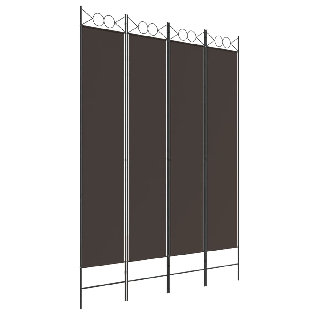 vidaXL Cloison de séparation 4 panneaux Marron 160x220 cm Tissu - 2