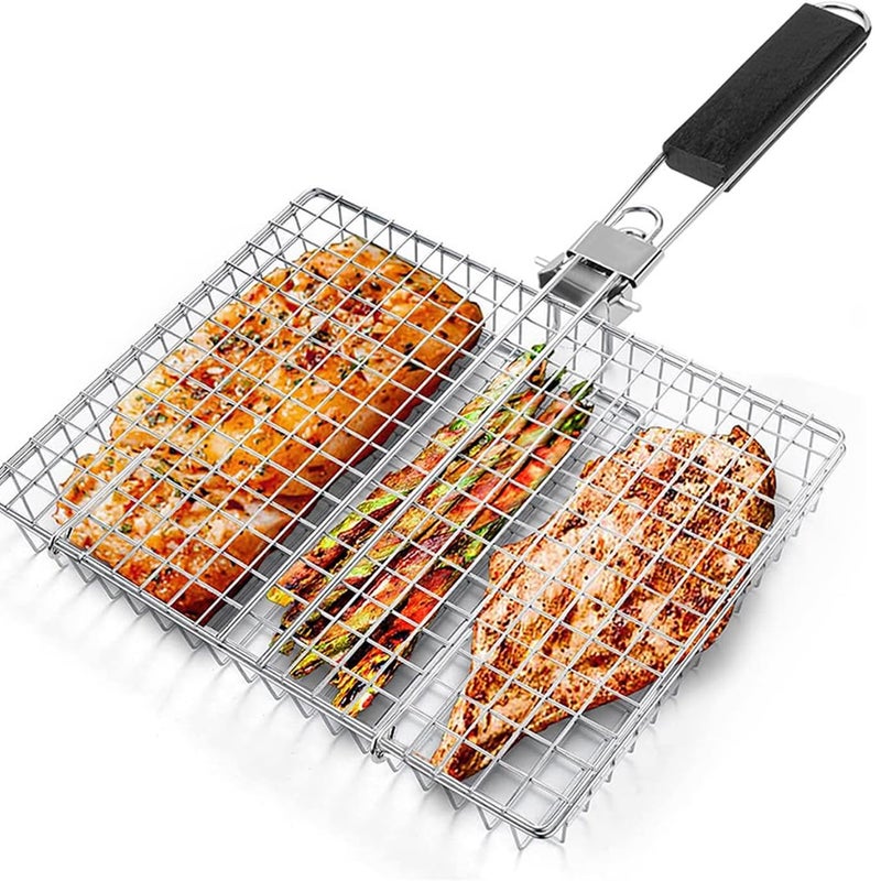 Koszyk do grilla, koszyk do pieczenia ryb, przenośny, składany z uchwytem, akcesoria do grilla, przenośny grill