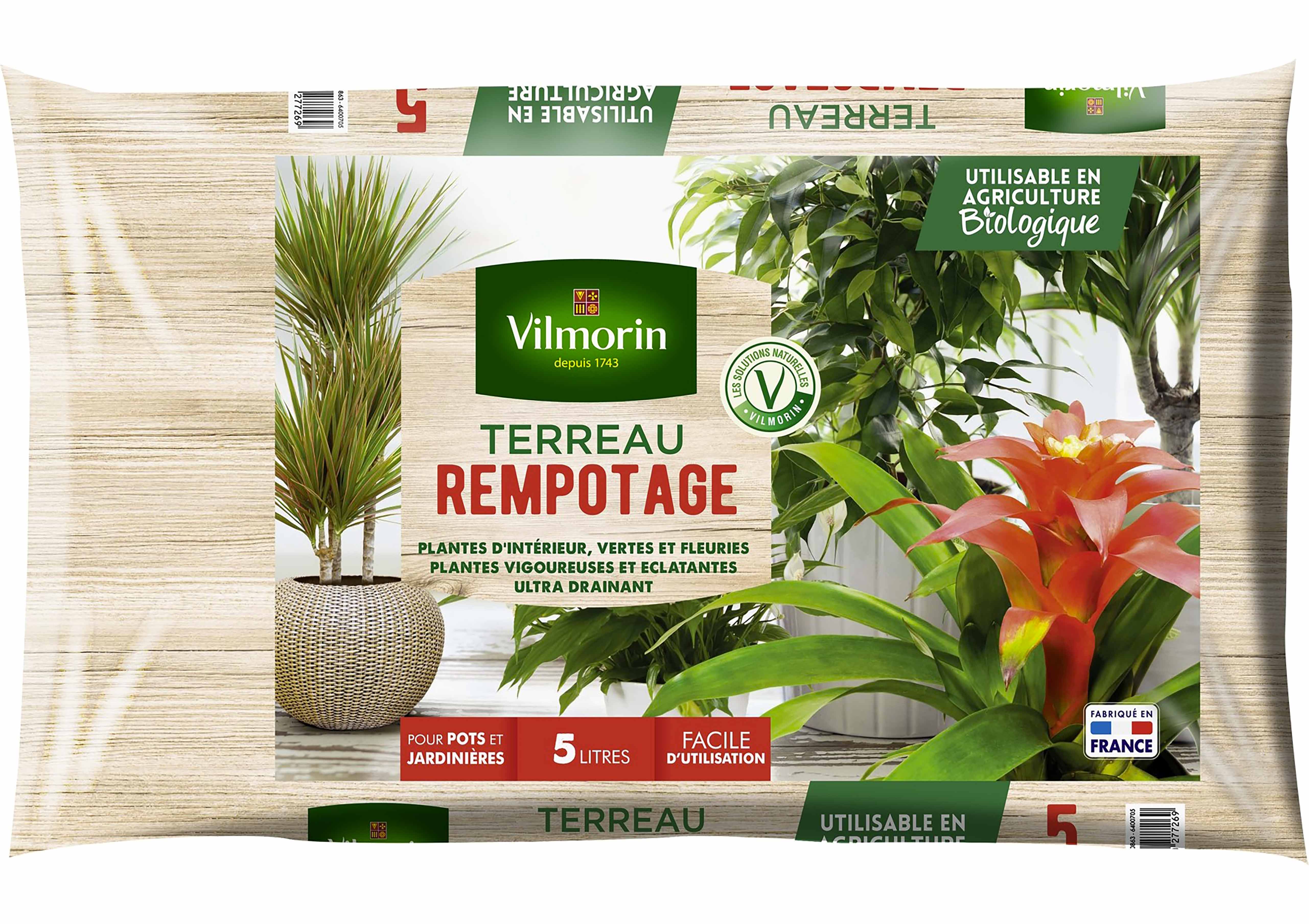 Vilmorin Terreau rempotage Plantes d'intérieur 5L